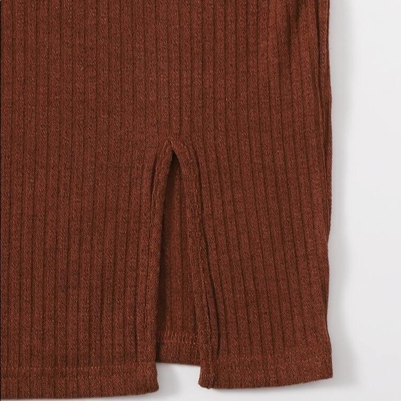 NWOT Brown short-sleeve bodycon dress - Picture 3 of 6